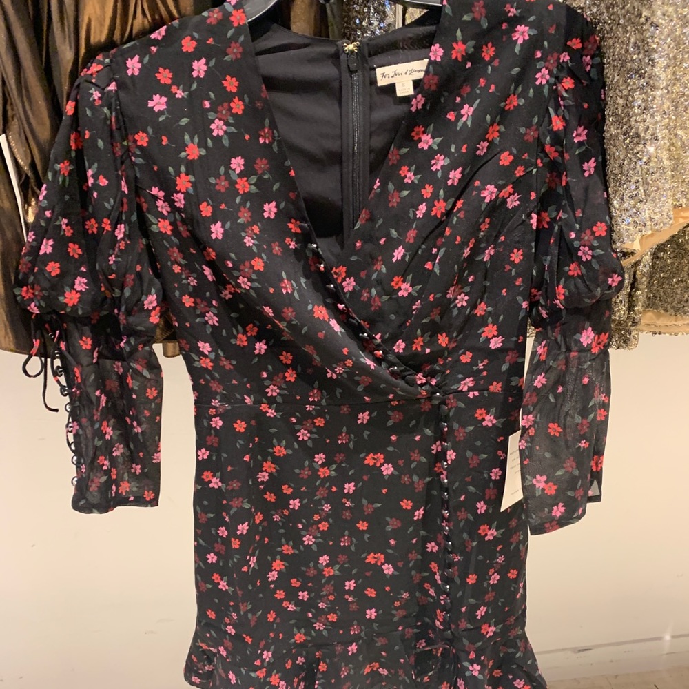 For love and lemons pink floral and black dress